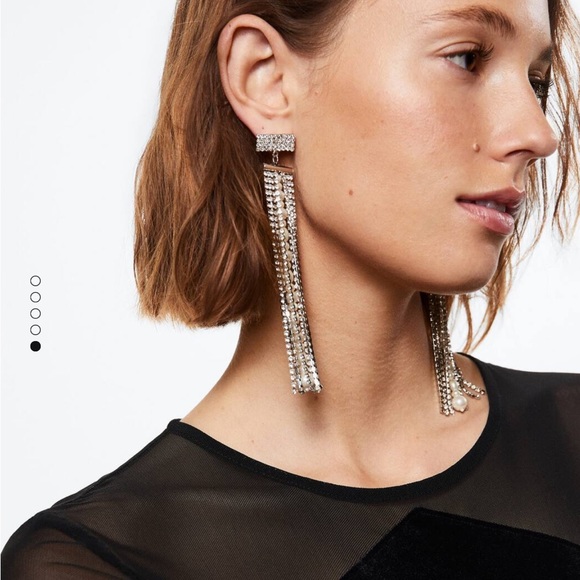 NWT Mango Crystal Cascade Earrings - Picture 2 of 16